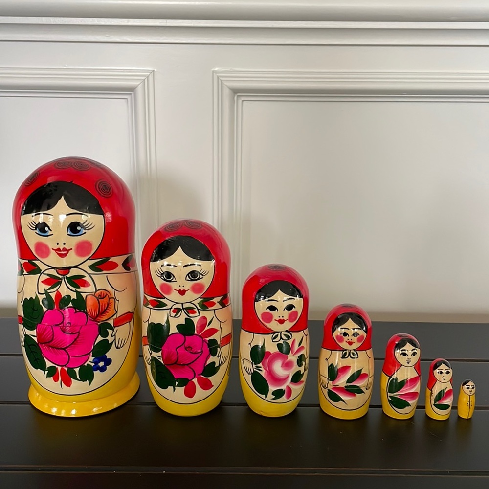 Set of 7 Russian Nesting Dolls- New - Made in Russia